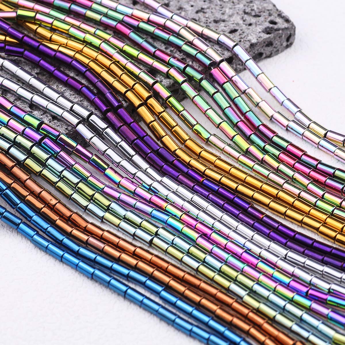 Seed Bead Tube - Golden Color Plated Straight Tube Cylindrical