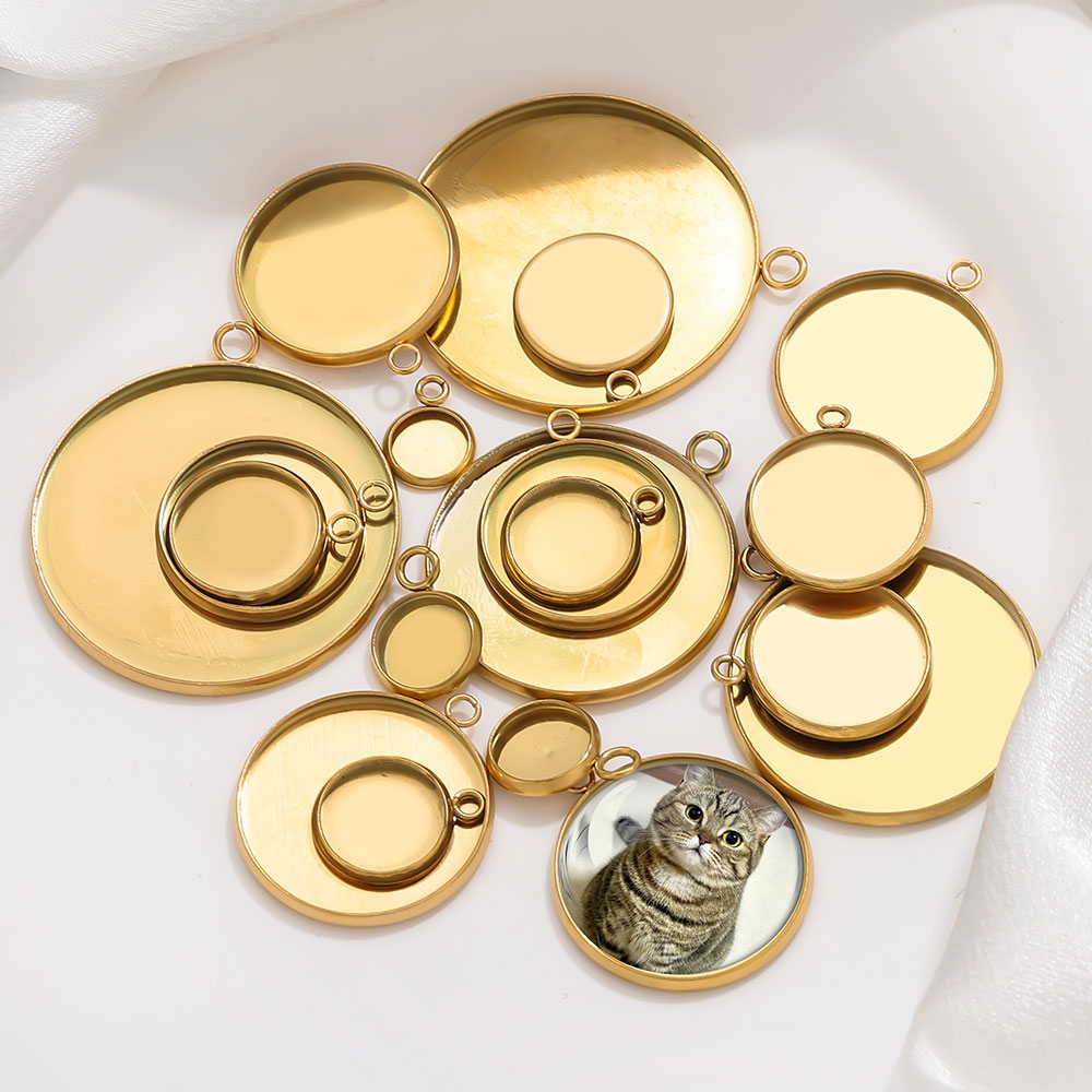 Jewelry Making Tray - 10 Pcs Golden Stainless Steel Round