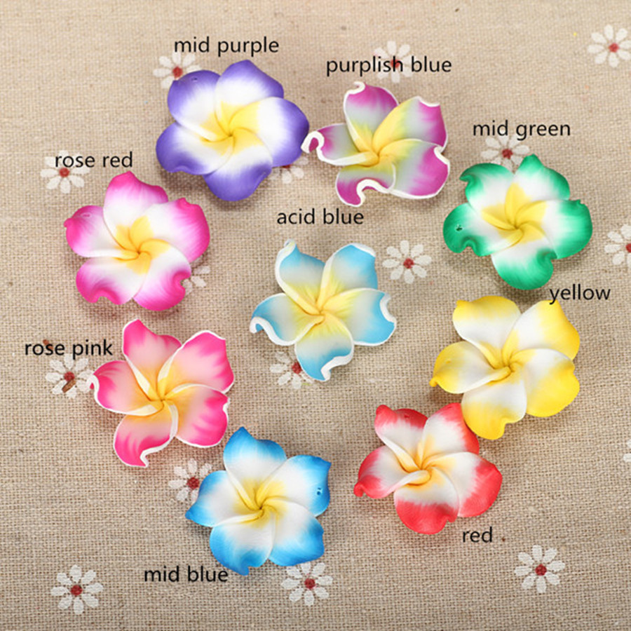 Jewelry Making In Bali - 12pcs/lots 30mm Polymer Clay Bali Frangipani