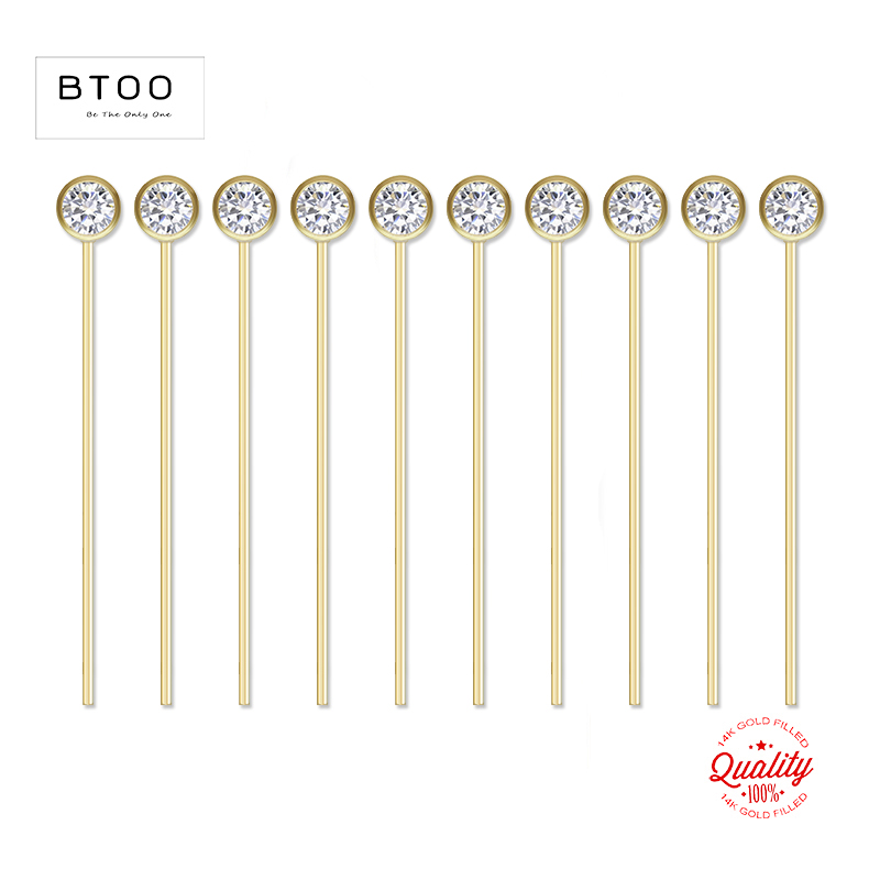 Jewelry Making Head Pins - 14K Gold Filled Zircon Head Pins