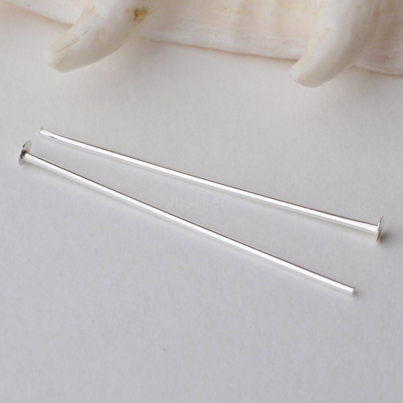 Jewelry Making Head Pins - 925 Sterling Silver Flat Head Pins,