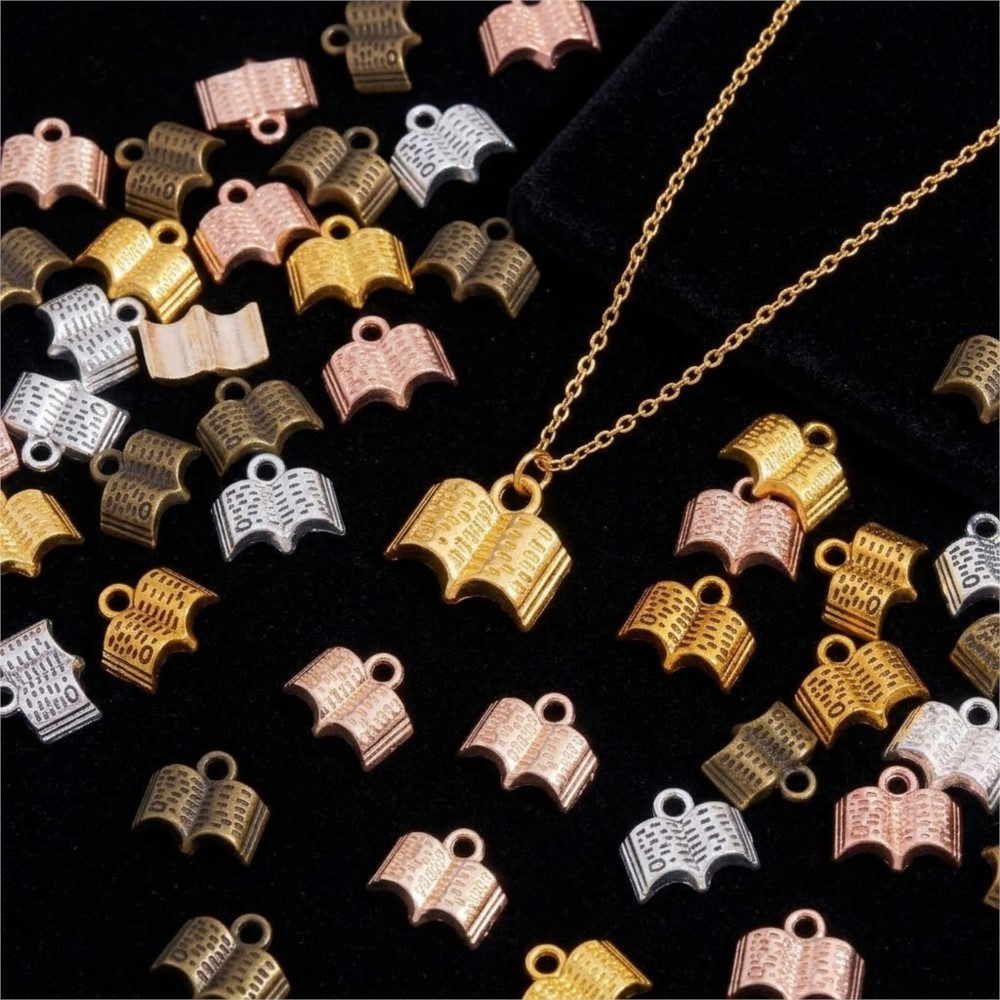 Jewelry Making Guide Book - 10/20/100pcs Vintage Charms Metal Book Pendant