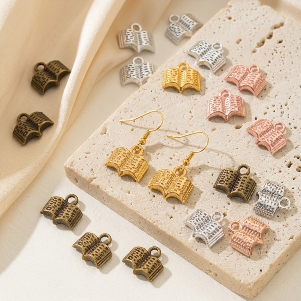 10/20/100pcs Charms Open Book  - Jewelry Making Guide Book 评论和价格