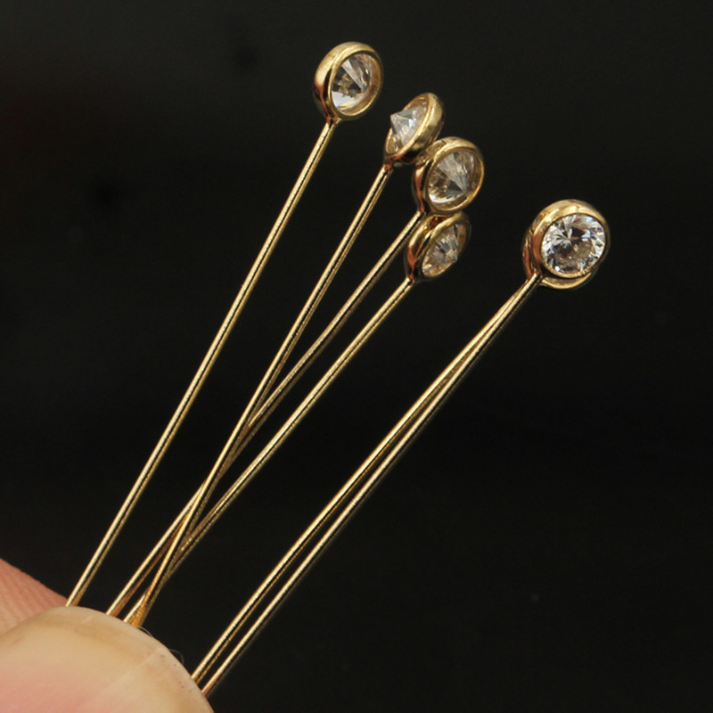 14K Gold Filled Zircon Head Pi - Jewelry Making Head Pins 评论和价格