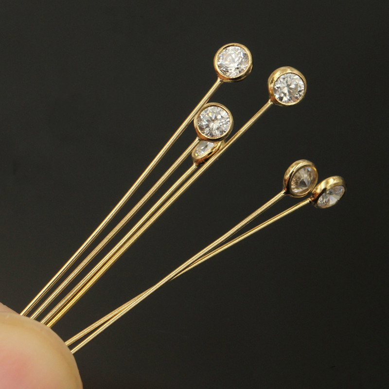 14K Gold Filled Zircon Head Pi - Jewelry Making Head Pins 评论和价格