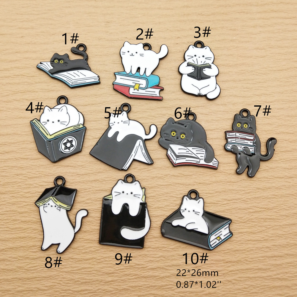 10pcs Book Cat Charm Diy Jewel - Jewelry Making Guide Book 评论和价格