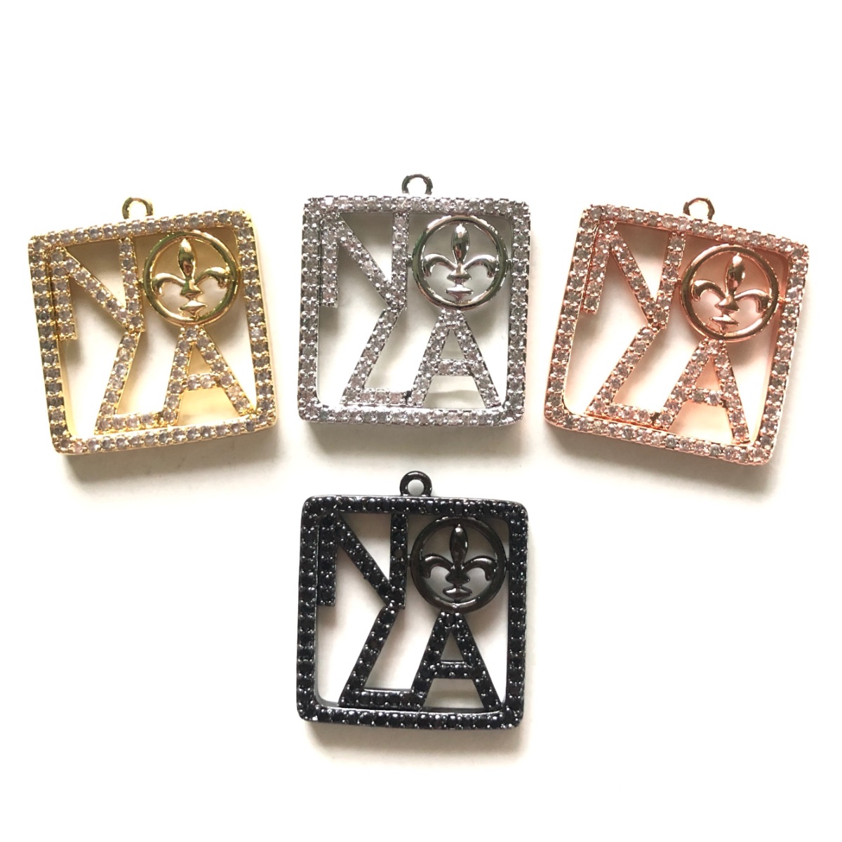 5pcs Zirconia Pave NOLA Fleur  - Jewelry Making New Orleans 评论和价格
