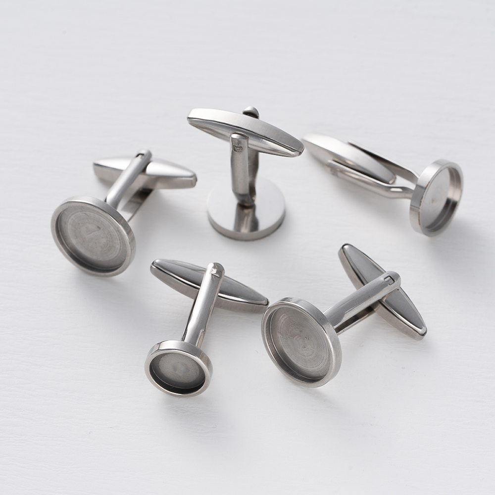 5Pcs Stainless Steel Cufflinks - Jewelry Making Tray 评论和价格