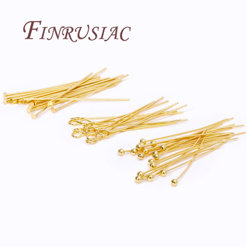50Pcs 20-50mm Gold Plated Pins - Jewelry Making Head Pins 评论和价格
