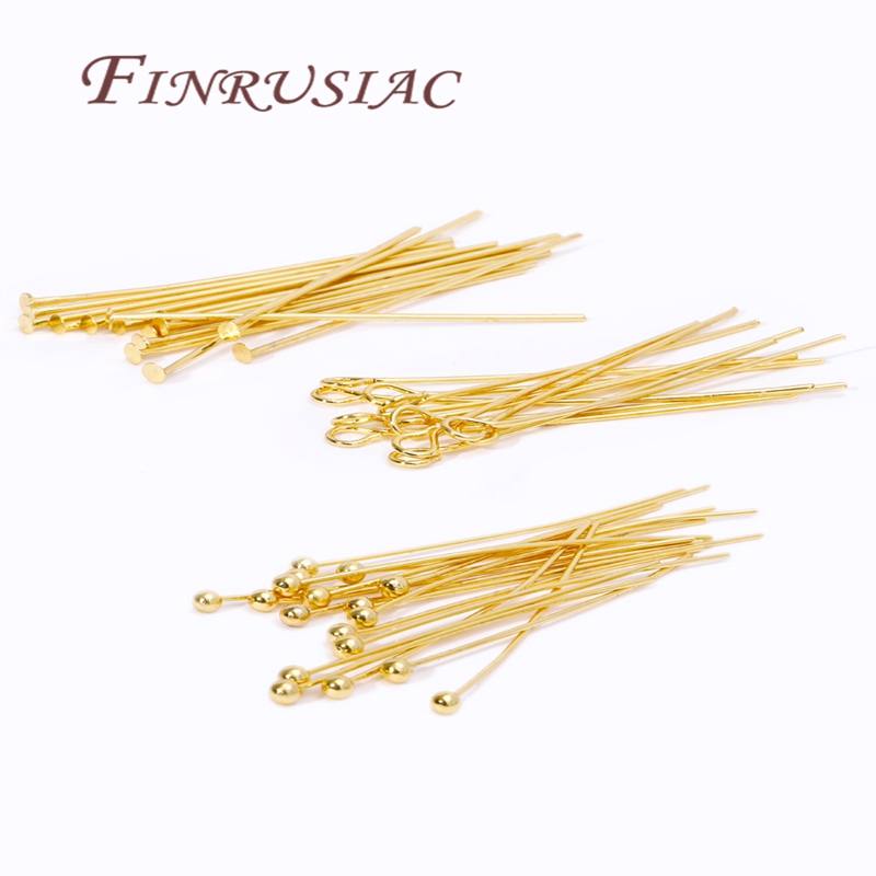 50Pcs 20-50mm Gold Plated Pins - Jewelry Making Head Pins 评论和价格